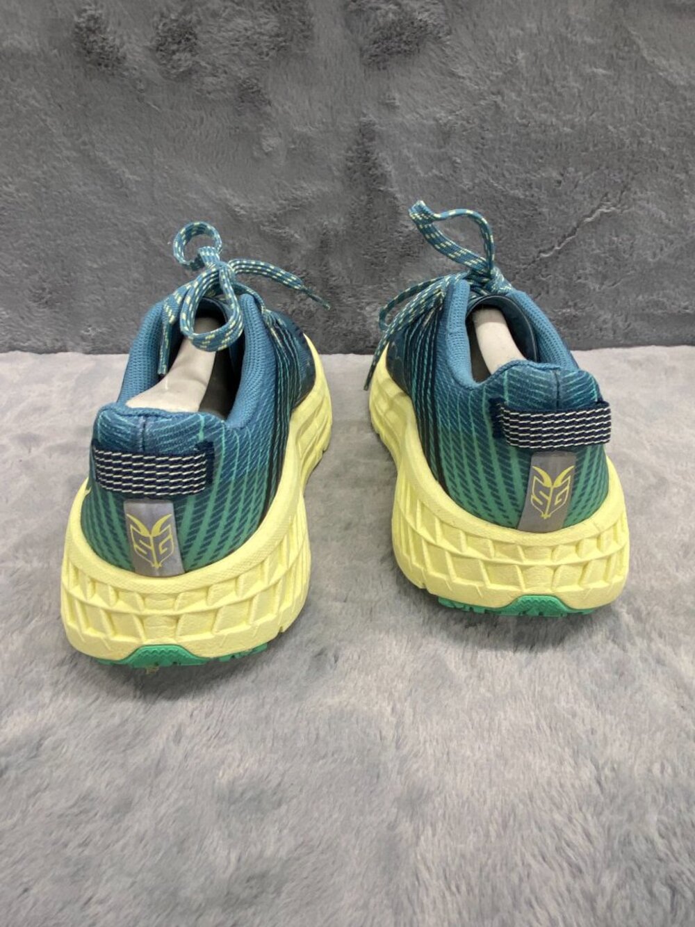 Hoka Speedgoat 4 Trail Running Hiking Blue Yellow Sneakers Shoes Womens Size 8 - Picture 11 of 14
